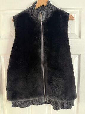 Michael Kors Black Ribbed Knit Cardigan Vest